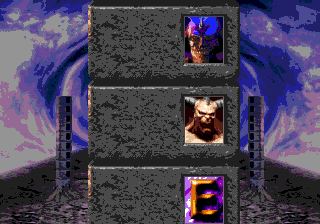 Ultimate Mortal Kombat 3 (Genesis) screenshot: Promotion for selected opponents with any destiny, usually excluding Motaro and Shao Kahn as bosses, is required to win the game for both rounds.