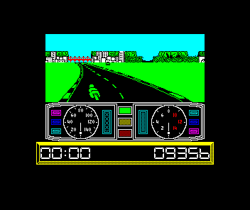 Super Cycle (ZX Spectrum) screenshot: Time up