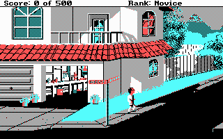 Leisure Suit Larry Goes Looking for Love (In Several Wrong Places) (DOS) screenshot: Beginning the game (CGA 4 color)