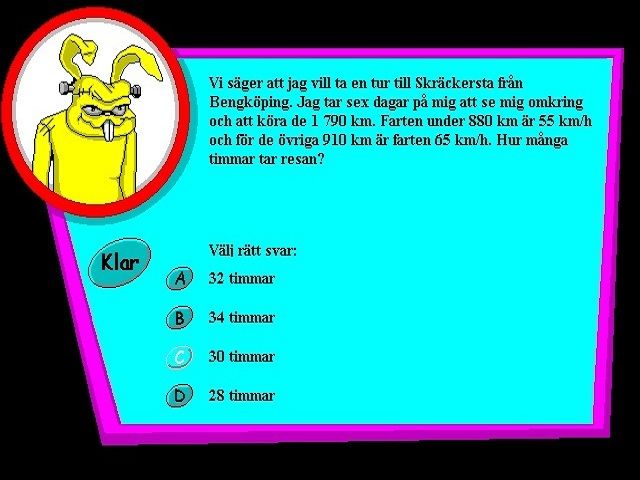 Math Blaster Mystery: The Great Brain Robbery (Windows 3.x) screenshot: Math challenge. (Swedish version)