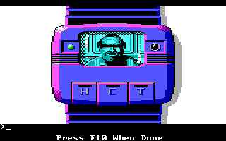 Space Quest II: Chapter II - Vohaul's Revenge (DOS) screenshot: The boss is calling you on your wrist watch! Man, what a technology!..
