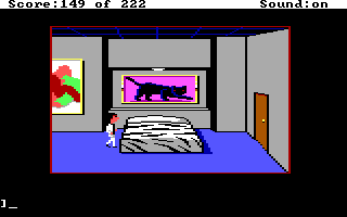 Leisure Suit Larry in the Land of the Lounge Lizards (DOS) screenshot: Nice art on the walls of the penthouse suite