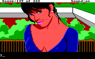 Leisure Suit Larry in the Land of the Lounge Lizards (DOS) screenshot: Close-up on Faith. Pretty impressive visuals!..
