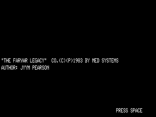 The Farvar Legacy (TRS-80) screenshot: Title Screen