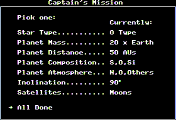 Planetary Construction Set (Apple II) screenshot: My Planet Designed