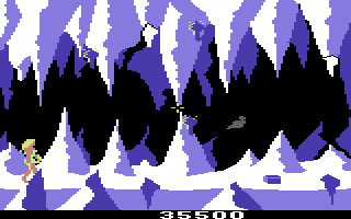 Crossbow (Commodore 64) screenshot: Shoot the falling rocks