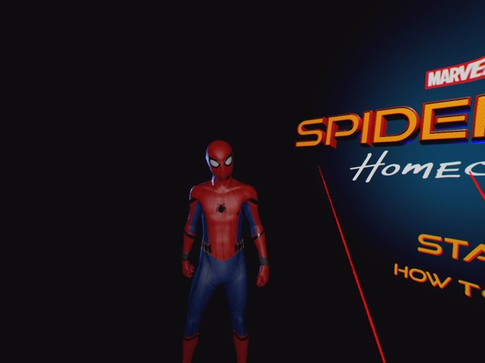 Spider-Man: Homecoming - Virtual Reality Experience (PlayStation 4) screenshot: Spider-Man swings down to the menu screen