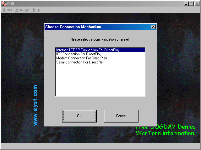 Asy500 (Windows) screenshot: Starting an online game.