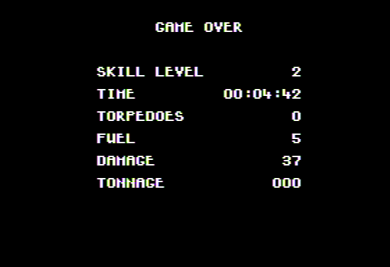 Submarine Commander (Apple II) screenshot: Final Score