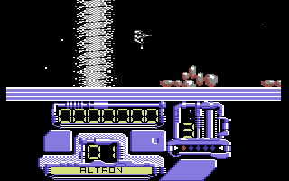 Pogotron (Commodore 64) screenshot: Lets find parts of your spacecraft
