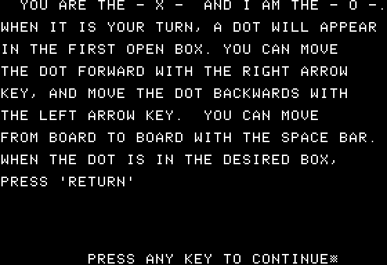 Tetrad (Apple II) screenshot: Instructions