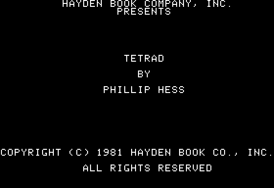Tetrad (Apple II) screenshot: Title Screen