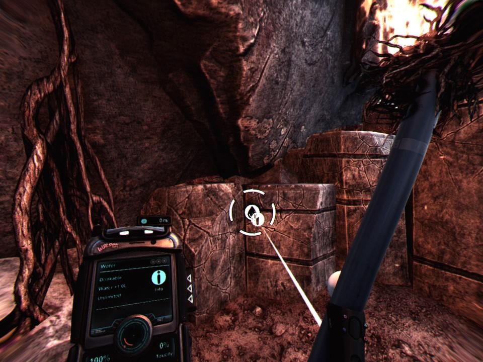 The Solus Project (PlayStation 4) screenshot: Exploring the cavern... found some leaking water