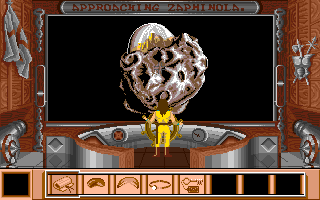 The Kristal (Amiga) screenshot: Approaching a planet.