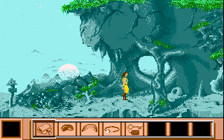 The Kristal (Amiga) screenshot: Planet landscape.