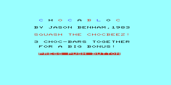 Chocabloc (VIC-20) screenshot: Title