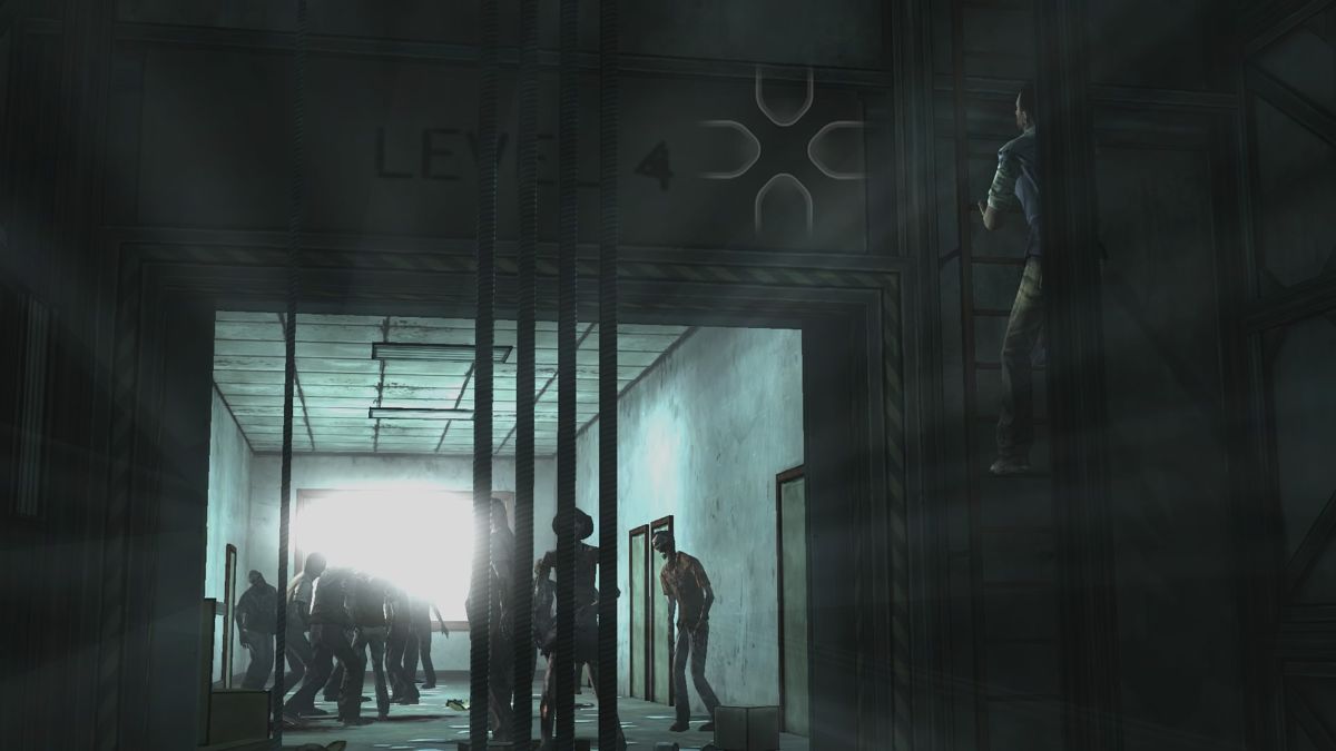 The Walking Dead: The Complete First Season Plus 400 Days (PlayStation 4) screenshot: Episode 5 - Climbing the elevator shaft