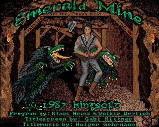Emerald Mine (Amiga) screenshot: Title screen.