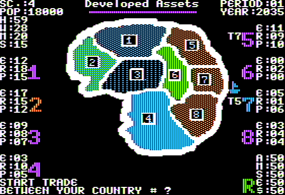 Zendar (Apple II) screenshot: Developing Trade
