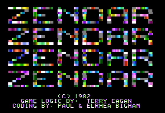 Zendar (Apple II) screenshot: Title Screen