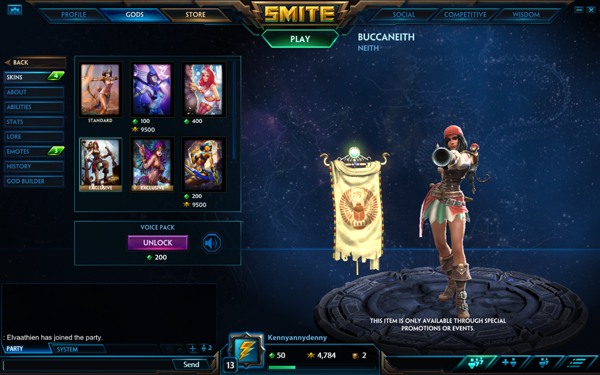 Smite: Battleground of the Gods (Windows) screenshot: After which the god can be customized with bought and unlocked skins.