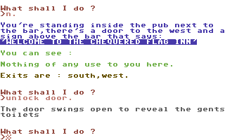 Pub Quest (Commodore 64) screenshot: Inside a pub