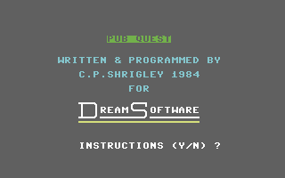 Pub Quest (Commodore 64) screenshot: Title Screen
