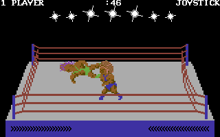 Bop'N Wrestle (Commodore 64) screenshot: Dropkick