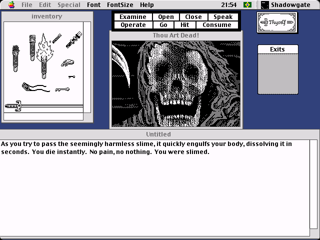 Shadowgate (Macintosh) screenshot: Death