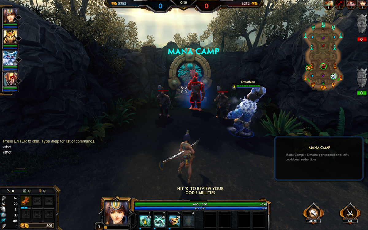 Smite: Battleground of the Gods (Windows) screenshot: The Jungle also contains camps which provide a temporary buff if cleared from enemies.