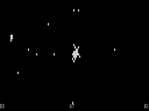 Space War (TRS-80) screenshot: The Player Crashes into the Sun
