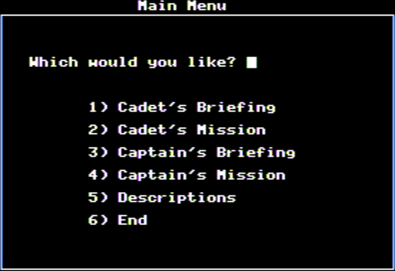 Planetary Construction Set (Apple II) screenshot: Main Menu