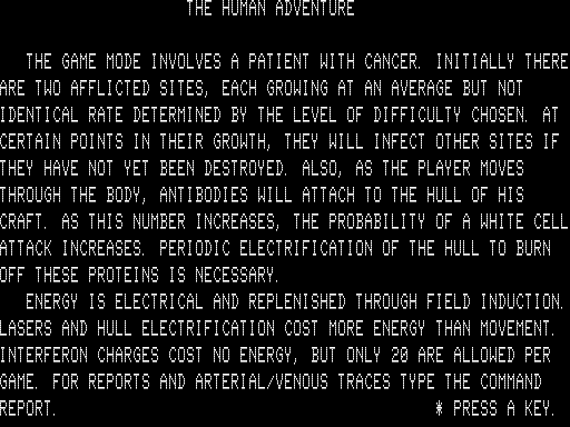 The Human Adventure (TRS-80) screenshot: Game Mode