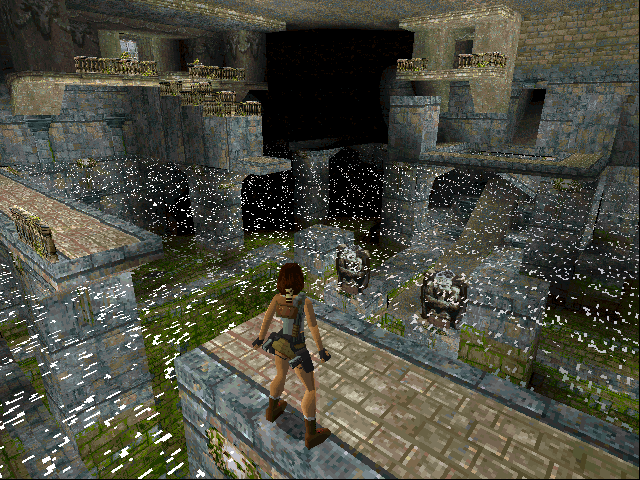 Tomb Raider (DOS) screenshot: The cistern flooded
