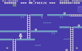 Mr. Freeze (Commodore 64) screenshot: Heading for the top-right corner