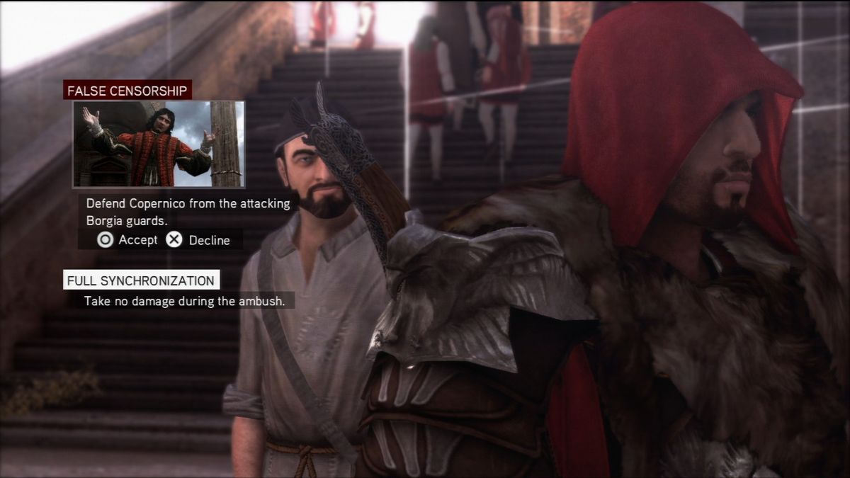 Assassin's Creed: Brotherhood - Copernicus Conspiracy Missions (PlayStation 3) screenshot: While main mission is saving Copernicus, after you're done he will ask you to deliver letters to his friends so they can also hide, which will mainly be race with time sub-missions.