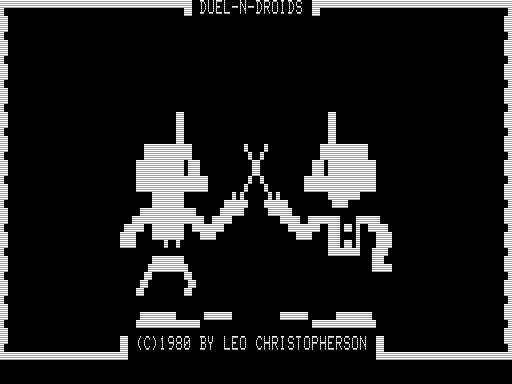 Duel-N-Droids (TRS-80) screenshot: Title Screen