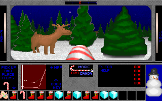 3D Xmas Adventure: Santa's Rescue (DOS) screenshot: A reindeer.