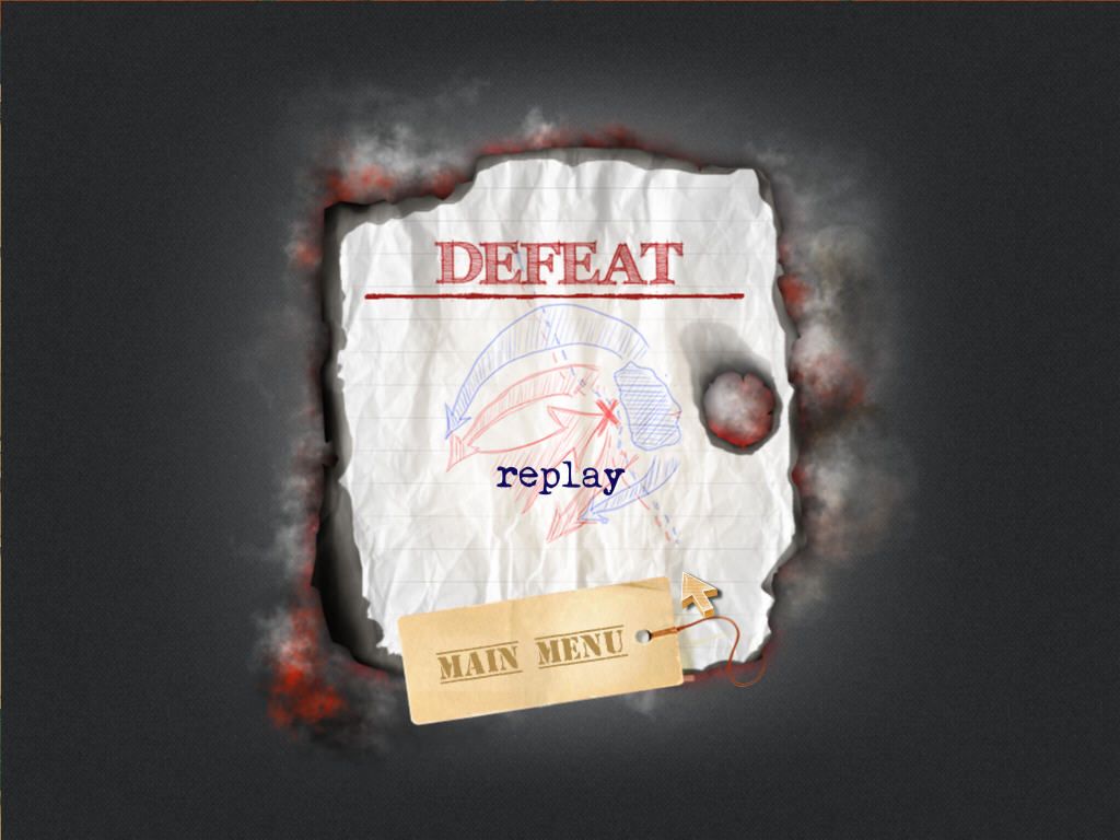War in a Box: Paper Tanks (Windows) screenshot: Defeat
