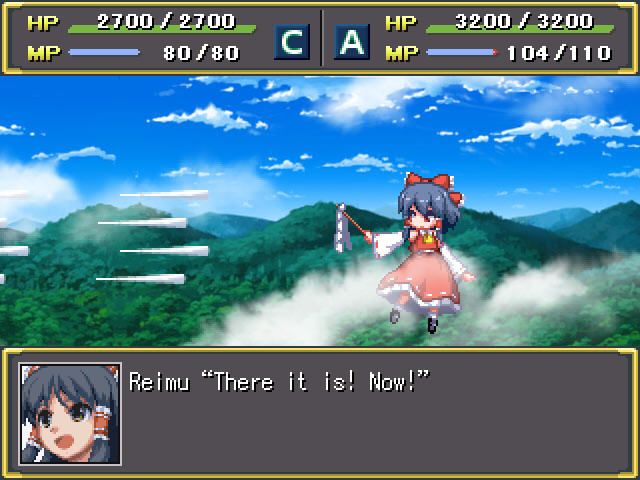 Gensou Shoujo Taisen Kou (Windows) screenshot: Reimu's needles