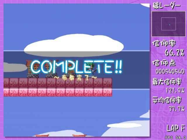 Sanae Challenge! (Windows) screenshot: Complete!