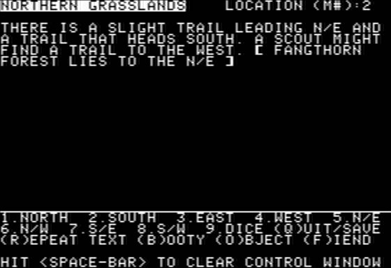 Game Master's Guide Adventure #1: Rai'Morth's Hollow (Apple II) screenshot: A Wooded Trail