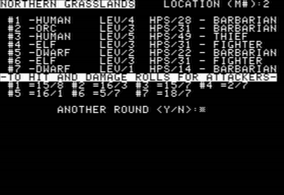 Game Master's Guide Adventure #1: Rai'Morth's Hollow (Apple II) screenshot: A Combat Scenario