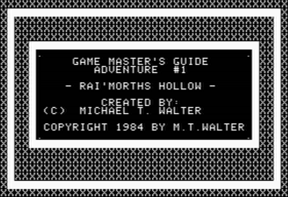 Game Master's Guide Adventure #1: Rai'Morth's Hollow (Apple II) screenshot: Title Screen