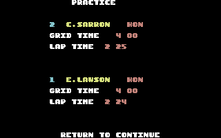 Motorcycle 500 (Commodore 64) screenshot: Practise