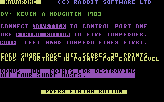 Navarone (Commodore 64) screenshot: Title Screen