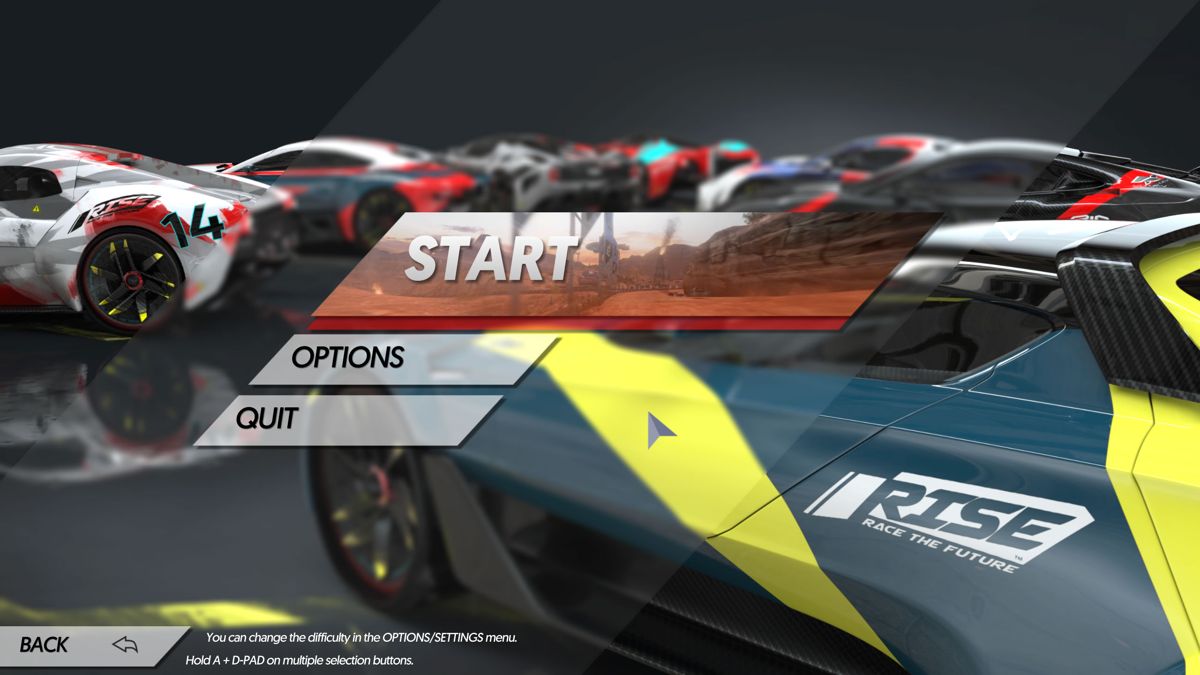 Rise: Race the Future (Windows) screenshot: Main menu