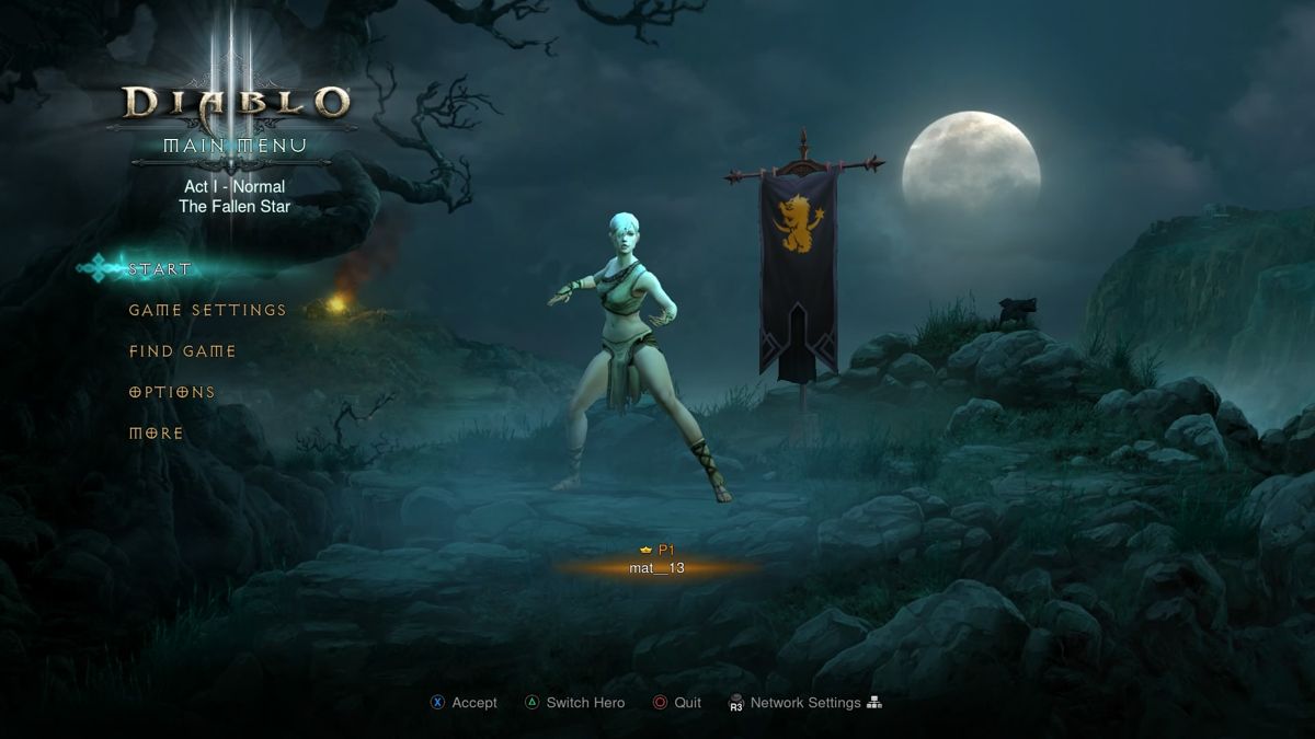 Diablo III: Reaper of Souls - Ultimate Evil Edition (PlayStation 4) screenshot: Diablo III - Main menu