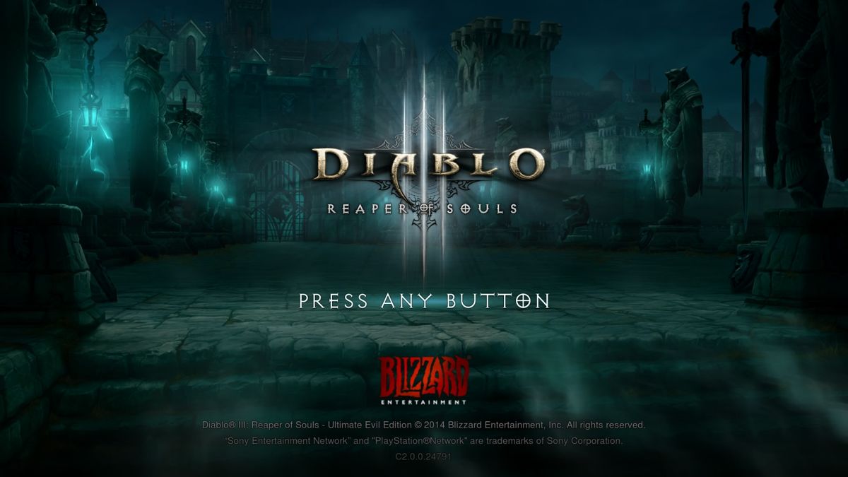 Diablo III: Reaper of Souls - Ultimate Evil Edition (PlayStation 4) screenshot: Start screen