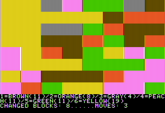 Coloroid (Apple II) screenshot: Starting to Change the Board